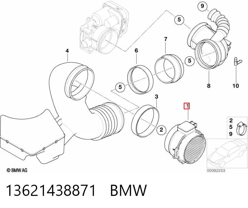13621438871 BMW Sensor de fluxo (consumo) de ar, medidor de consumo M.A.F. - (Mass Airflow)