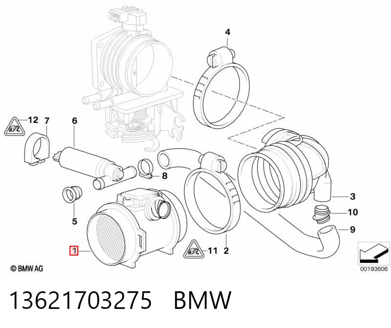 13621703275 BMW Sensor de fluxo (consumo) de ar, medidor de consumo M.A.F. - (Mass Airflow)