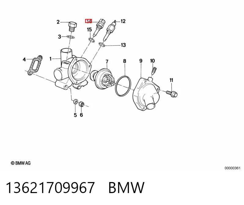 13621709967 BMW Sensor de temperatura do fluido de esfriamento