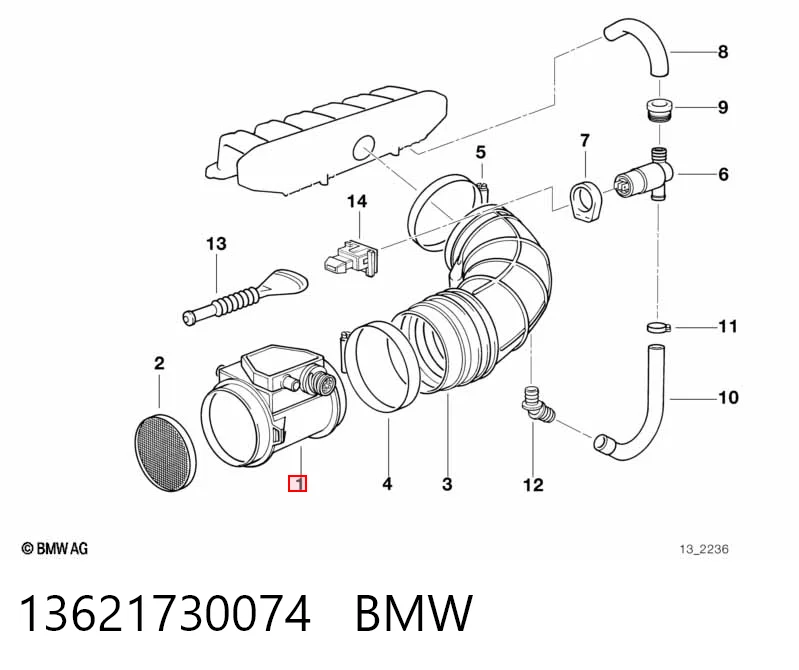 13621730074 BMW Sensor de fluxo (consumo) de ar, medidor de consumo M.A.F. - (Mass Airflow)