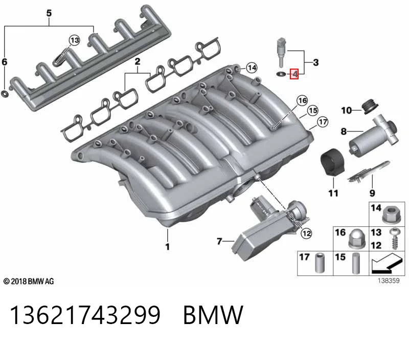 13621743299 BMW Anel (arruela) do injetor de ajuste