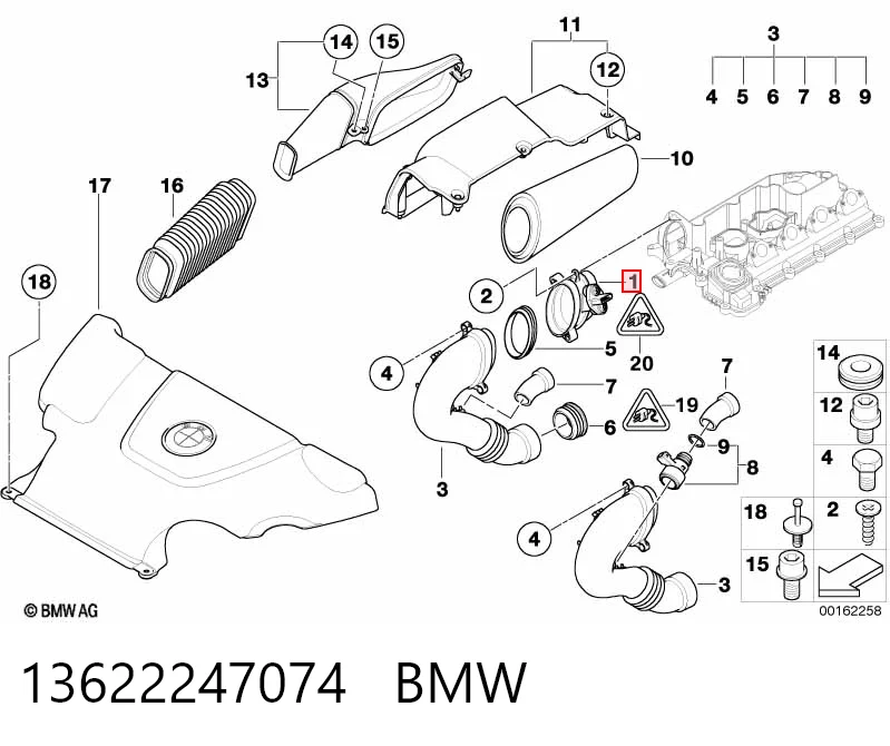 13622247074 BMW Sensor de fluxo (consumo) de ar, medidor de consumo M.A.F. - (Mass Airflow)