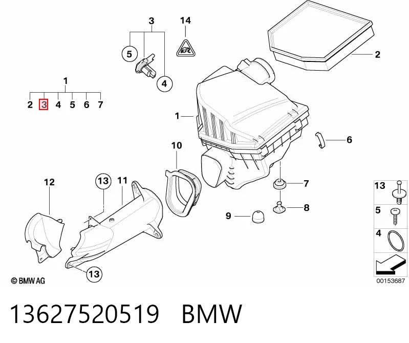 13627520519 BMW Sensor de fluxo (consumo) de ar, medidor de consumo M.A.F. - (Mass Airflow)