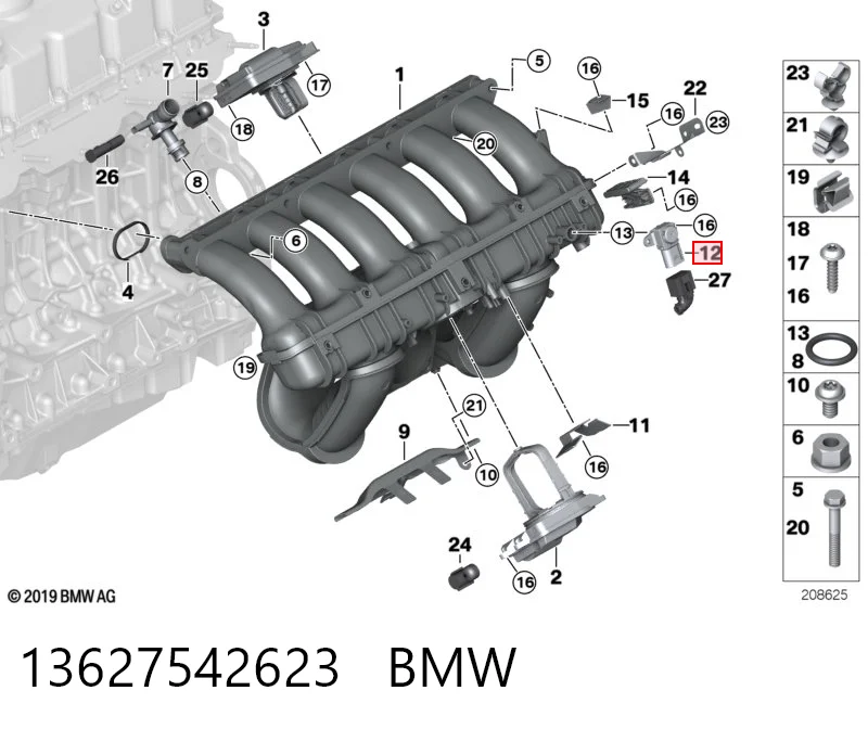 13627542623 BMW Sensor de pressão no coletor de admissão, MAP