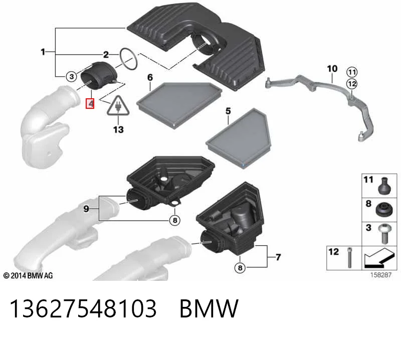 13627548103 BMW Sensor de fluxo (consumo) de ar, medidor de consumo M.A.F. - (Mass Airflow)