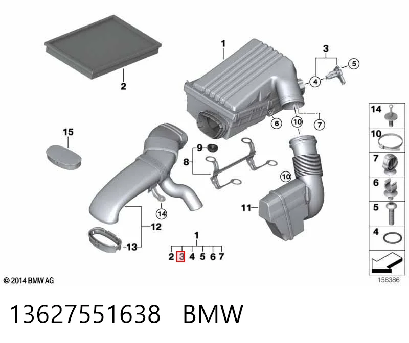 13627551638 BMW Sensor de fluxo (consumo) de ar, medidor de consumo M.A.F. - (Mass Airflow)