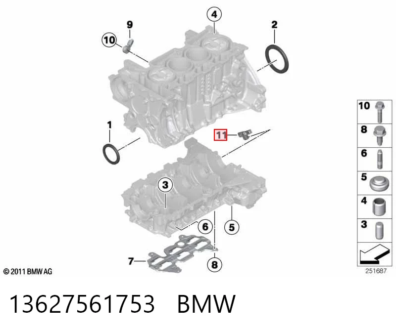 13627561753 BMW Sensor de posição (de revoluções) de cambota