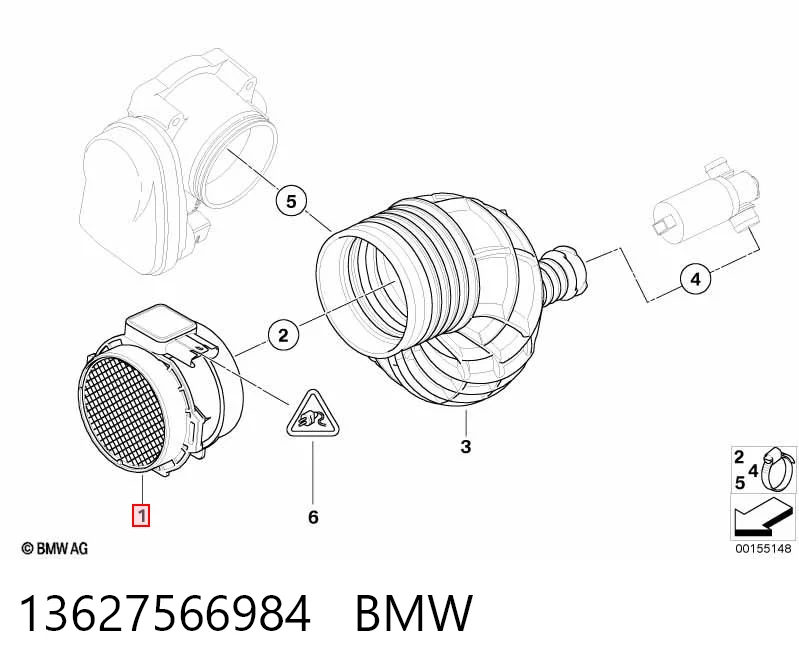 13627566984 BMW Sensor de fluxo (consumo) de ar, medidor de consumo M.A.F. - (Mass Airflow)