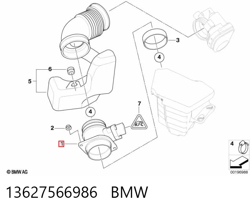 13627566986 BMW Sensor de fluxo (consumo) de ar, medidor de consumo M.A.F. - (Mass Airflow)