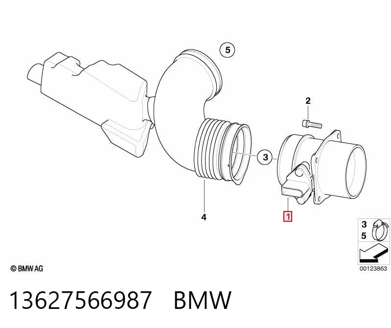 13627566987 BMW Sensor de fluxo (consumo) de ar, medidor de consumo M.A.F. - (Mass Airflow)