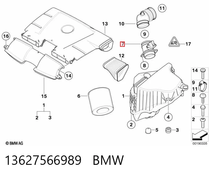 13627566989 BMW Sensor de fluxo (consumo) de ar, medidor de consumo M.A.F. - (Mass Airflow)