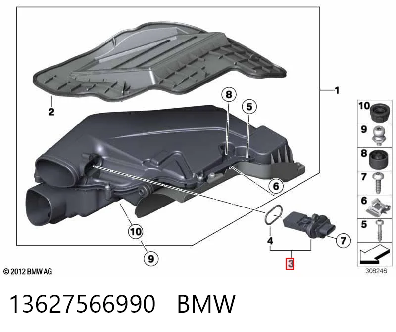 13627566990 BMW Sensor de fluxo (consumo) de ar, medidor de consumo M.A.F. - (Mass Airflow)