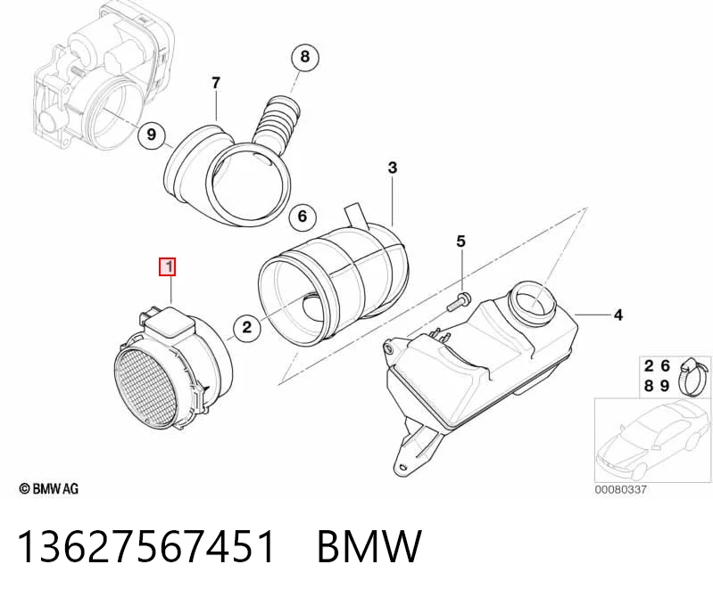 13627567451 BMW Sensor de fluxo (consumo) de ar, medidor de consumo M.A.F. - (Mass Airflow)