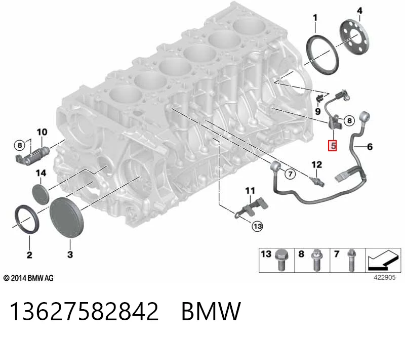 13627582842 BMW Sensor de posição (de revoluções) de cambota