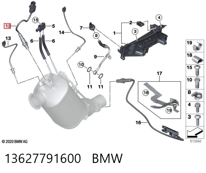 13627791600 BMW Sonda lambda, sensor de oxigênio até o catalisador