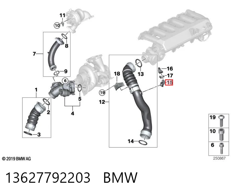 13627792203 BMW Sensor de temperatura da mistura de ar