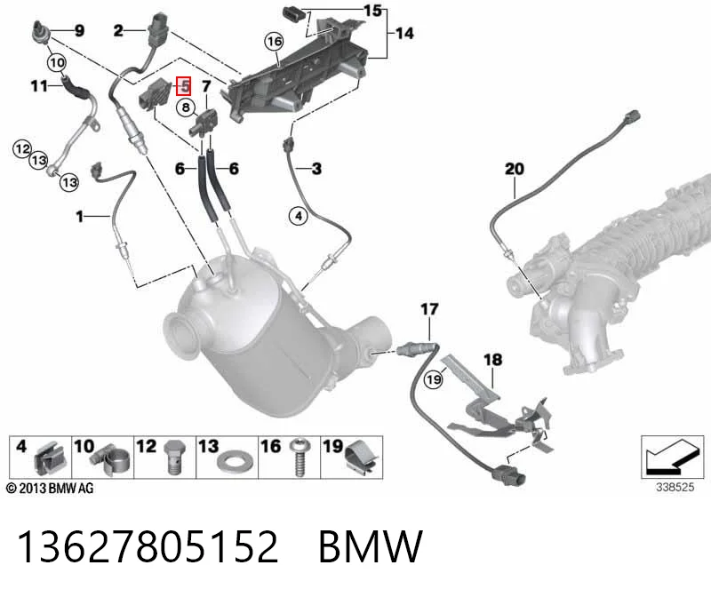 13627805152 BMW Sensor de pressão dos gases de escape