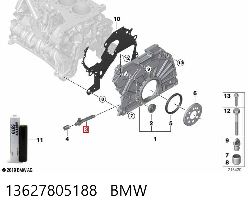 13627805188 BMW Sensor de posição (de revoluções) de cambota