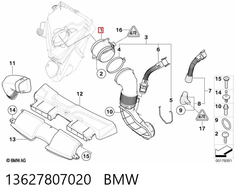 13627807020 BMW Sensor de fluxo (consumo) de ar, medidor de consumo M.A.F. - (Mass Airflow)