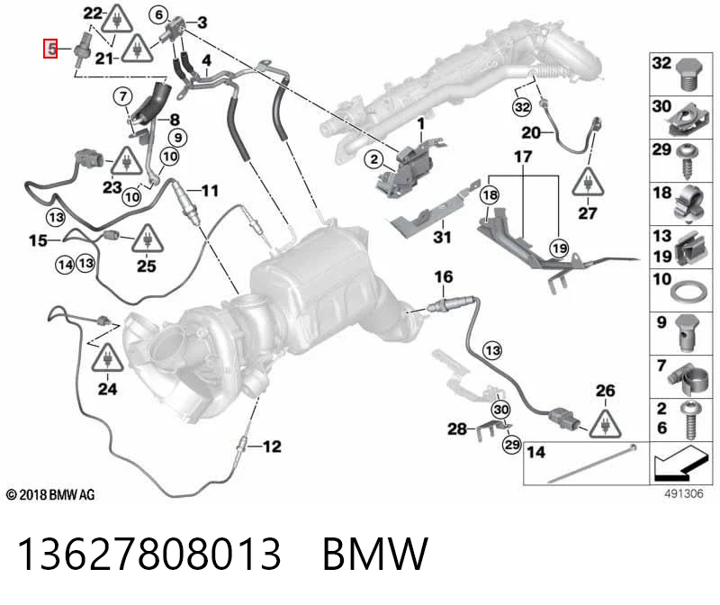 13627808013 BMW Sensor de pressão dos gases de escape