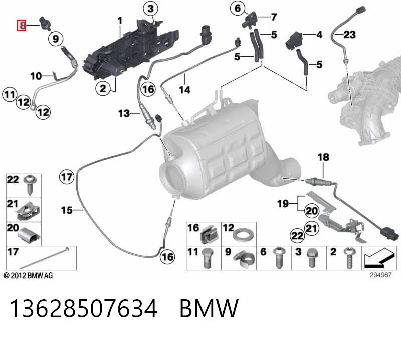 13628507634 BMW Sensor de pressão dos gases de escape