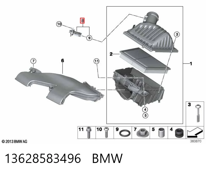 13628583496 BMW Sensor de fluxo (consumo) de ar, medidor de consumo M.A.F. - (Mass Airflow)
