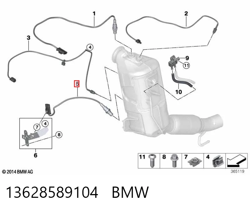13628589104 BMW Sonda lambda, sensor de oxigênio depois de catalisador