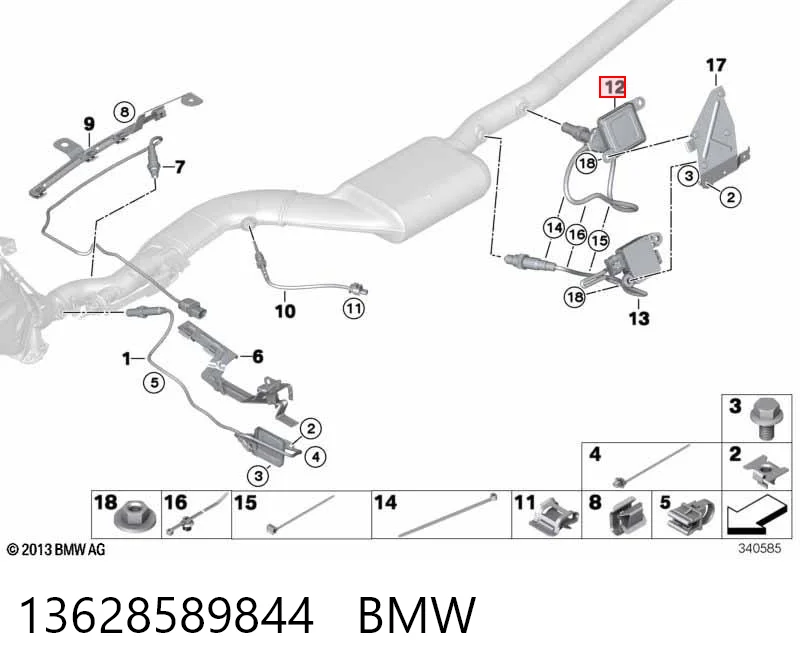 13628589844 BMW Sensor traseiro de óxidos de nitrogênio NOX