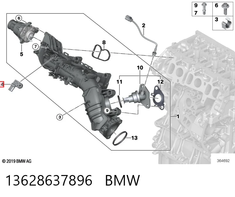 13628637896 BMW Sensor de pressão de supercompressão