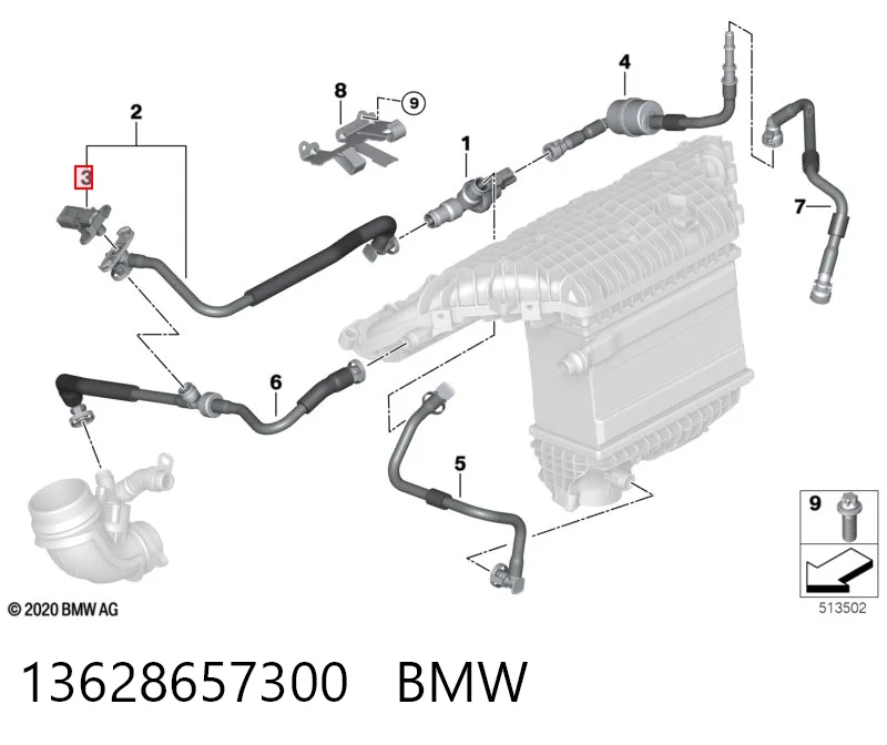 13628657300 BMW Sensor de pressão no coletor de admissão, MAP