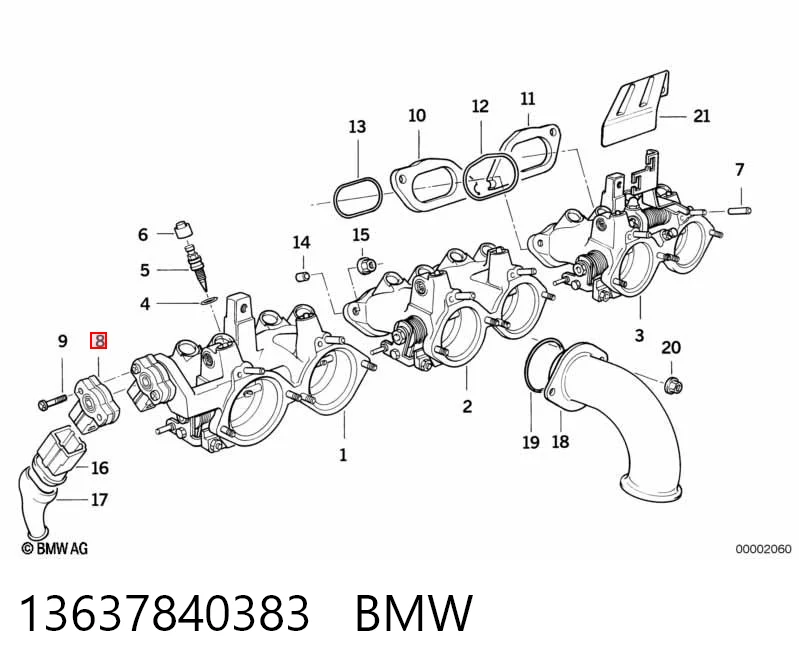 13637840383 BMW Sensor de posição da válvula de borboleta (potenciômetro)