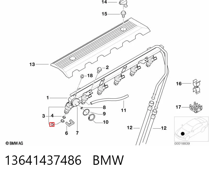 13641437486 BMW Anel (arruela) do injetor de ajuste