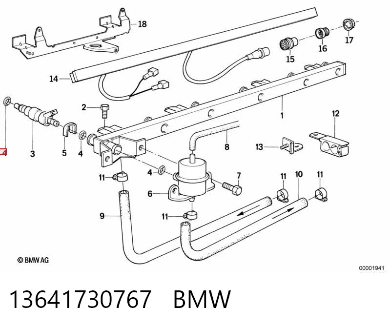 13641730767 BMW Anel (arruela) do injetor de ajuste