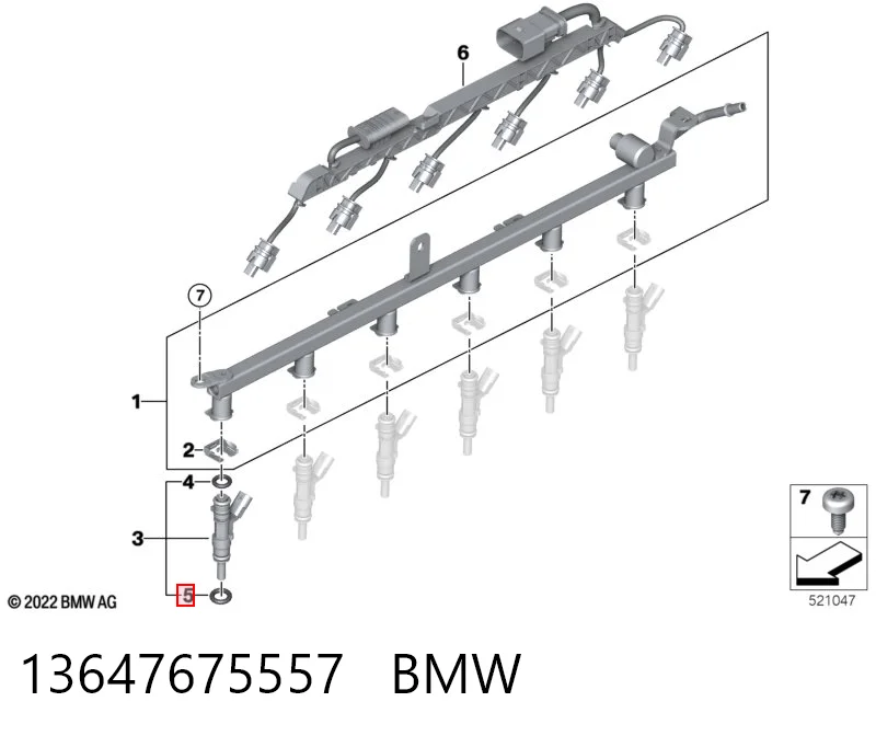 13647675557 BMW Anel (arruela) do injetor de ajuste