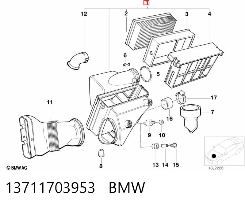 Caixa de filtro de ar para BMW 3 E36