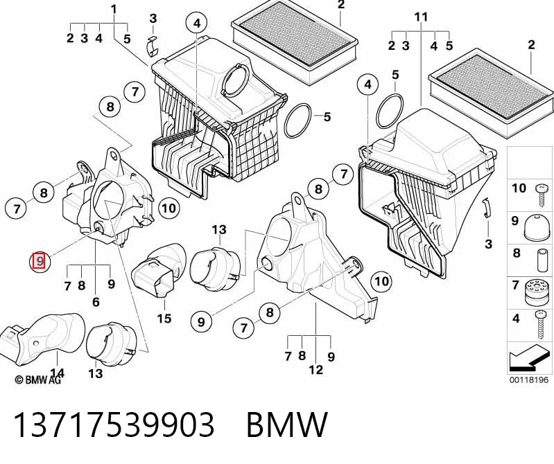 13717539903 BMW Coxim de caixa de filtro de ar