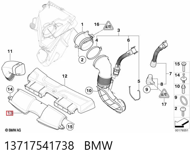 13717541738 BMW Tomada de ar de filtro de ar