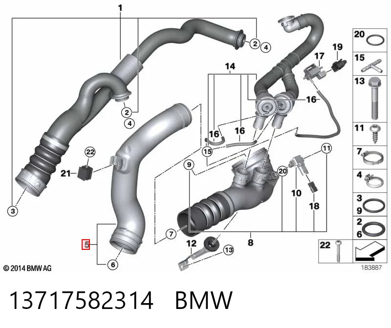 13717582314 BMW Mangueira (cano derivado) de intercooler
