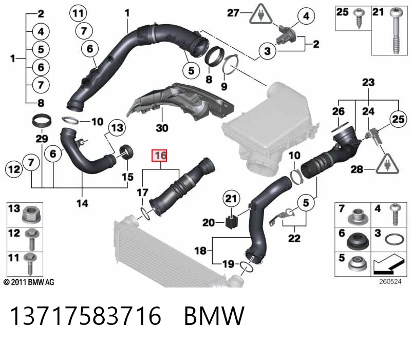 13717583716 BMW Mangueira (cano derivado) de intercooler