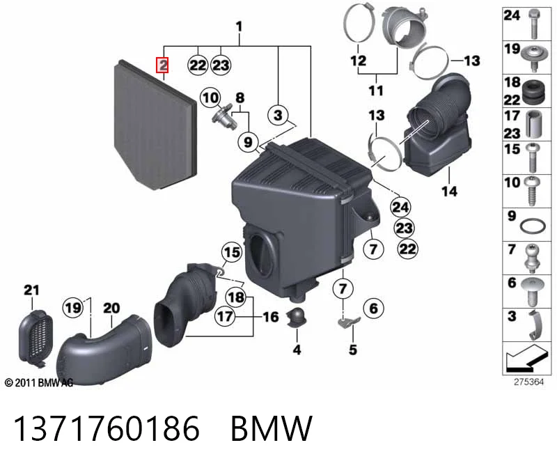 1371760186 BMW Filtro de ar