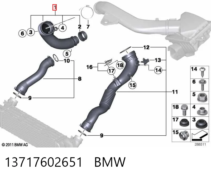 13717602651 BMW Tomada de ar de filtro de ar