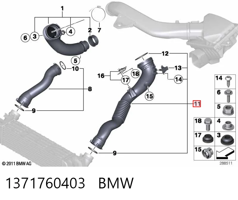 1371760403 BMW Mangueira (cano derivado) de intercooler