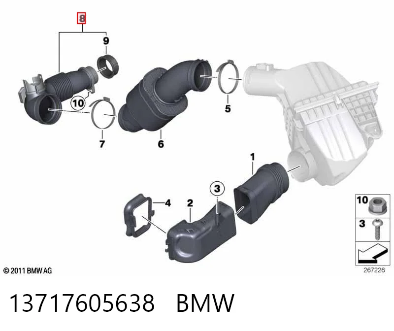13717605638 BMW Mangueira (cano derivado) de intercooler