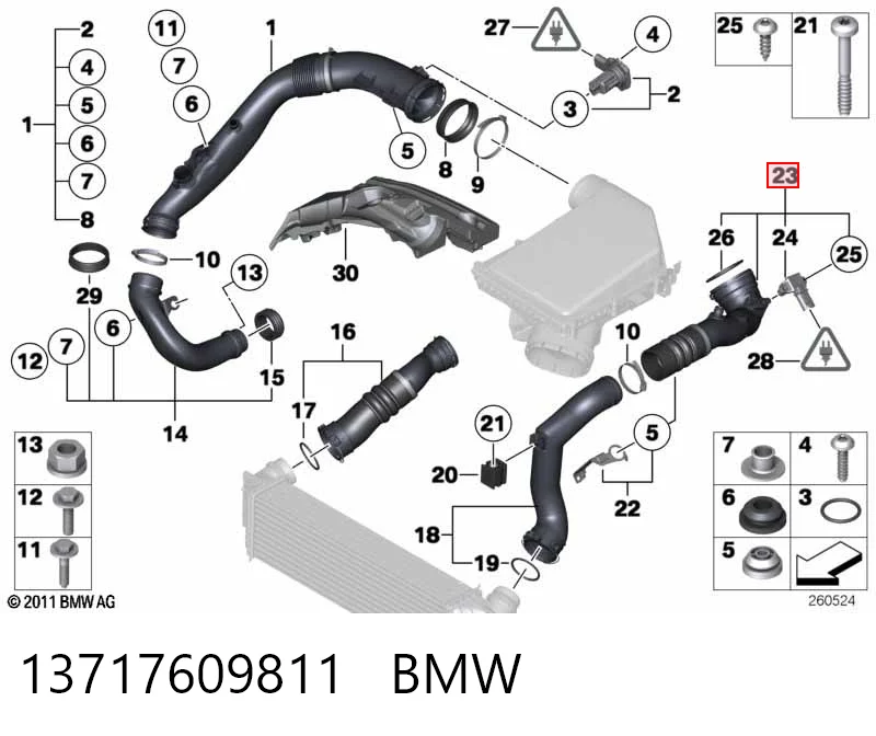 13717609811 BMW Mangueira (cano derivado) de intercooler