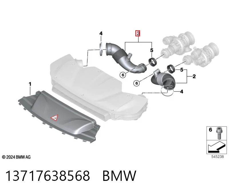 13717638568 BMW Cano derivado de ar, saída de filtro de ar