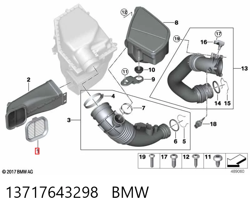 13717643298 BMW Grade de entrada de ar do filtro de ar