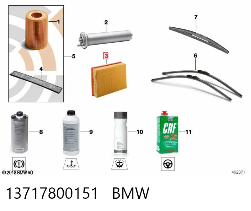 13717800151 BMW Filtro de ar