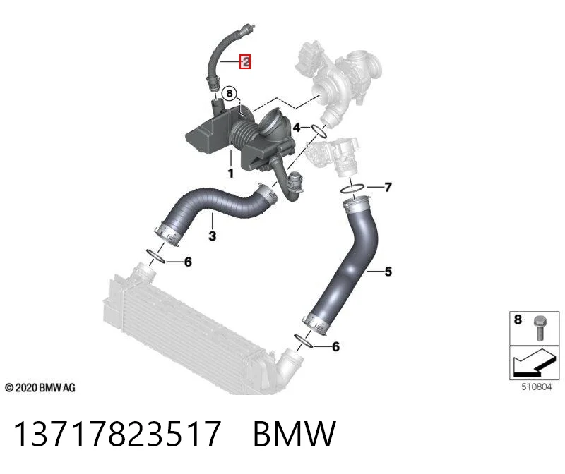 13717823517 BMW Cano derivado de ventilação de cárter (de separador de óleo)