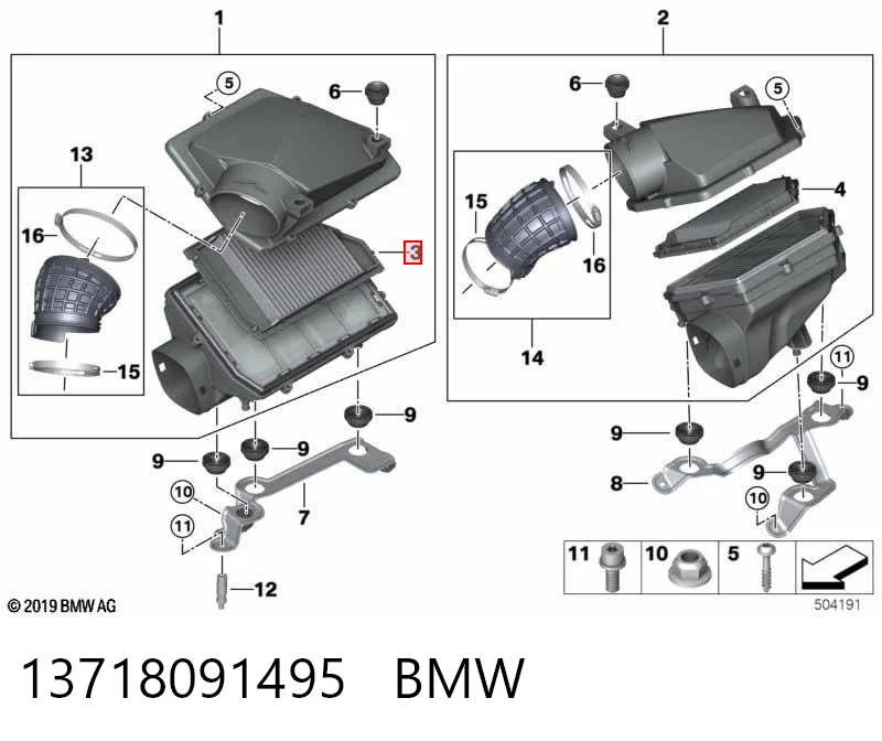 13718091495 BMW Filtro de ar