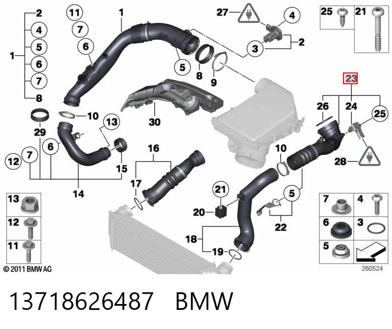 13718626487 BMW Mangueira (cano derivado) de intercooler